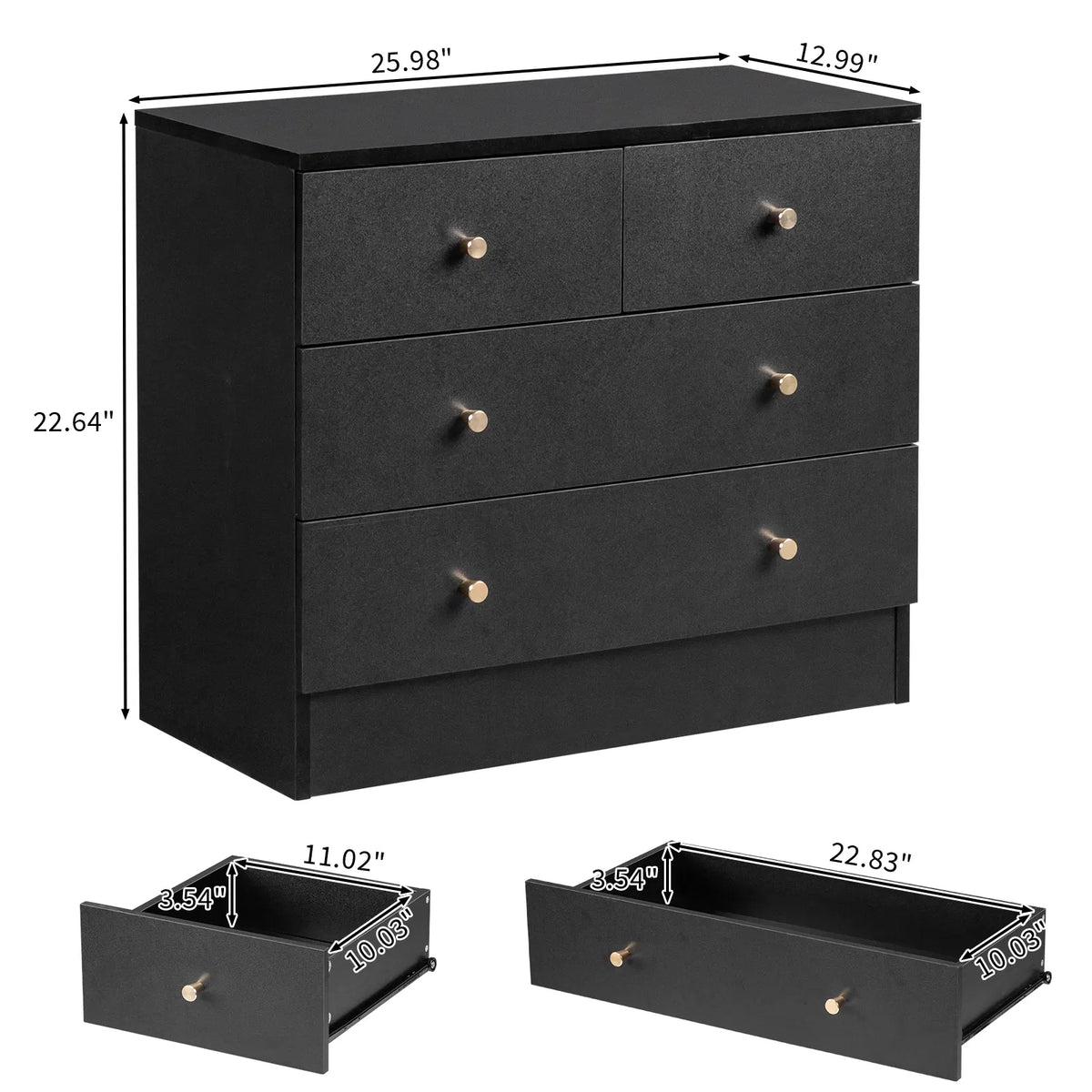 Modern Simple 4-Drawer Dresser Black - view 6
