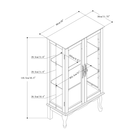 Curio Cabinet Lighted Curio Diapaly Cabinet With Adjustable Shelves And Mirrored Back Panel, Tempered Glass Doors - view 2