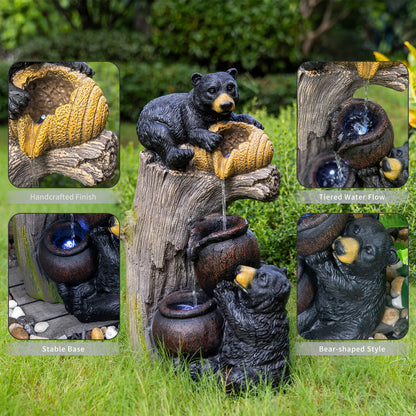 Bear Outdoor Water Fountain With LED Lights Cascading Fountains Outdoor For Patio Yard Balcony 23.62inch Garden - view 3