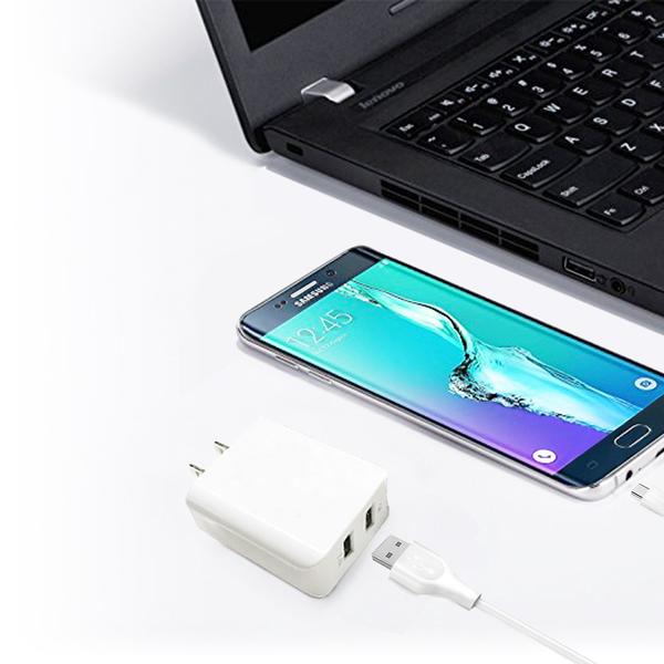 Esoulk 12W 2.4A Dual USB Travel Wall Charger With 5FT Type-C Charging Cable