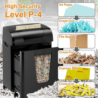 Woolsche Paper Shredder, 18-Sheet Cross Cut With 18 Liters Pull Out Bin, P-4 Security Level - view 4