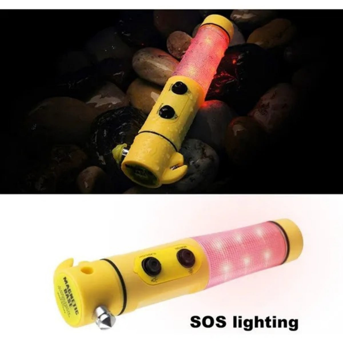 Yellow Multi-functional Car Safety Hammer With Flashlight - view 5