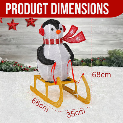 2.2FT Lighted Penguin Riding Sleigh Christmas Decorations, Pre-lit Holiday Decor With 130 Warm White LED Lights - view 9