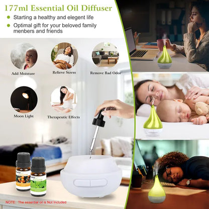 Ultrasonic Cool Mist Humidifier Aroma Essential Oil Diffuser Drop-shaped For Home Office Spa Yoga Room Relax - view 4