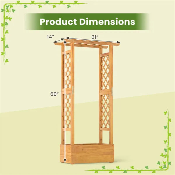 60" Tall Elevated Wooden Garden Bed, 44 LBS Roof Capacity Planter Box With 2 Side Trellises For Patio Backyard - view 3