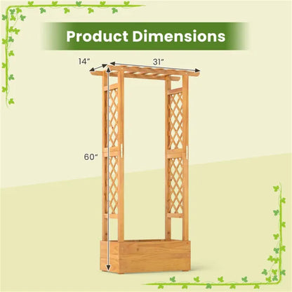 60" Tall Elevated Wooden Garden Bed, 44 LBS Roof Capacity Planter Box With 2 Side Trellises For Patio Backyard - view 3