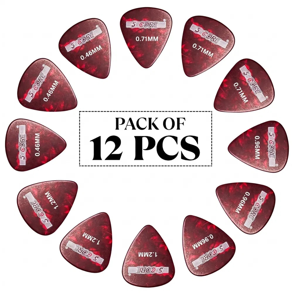 5 Core Guitar Picks 12 Piece Celluloid Light Medium Heavy Extra Heavy For Acoustic Electric Guitars - view 3