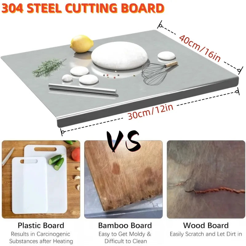 XXL 304 Stainless Steel Cutting Board Anti-Slip & Mildew-Proof No More Moldy Wooden Boards - Heavy-Duty & Food-Safe - view 7