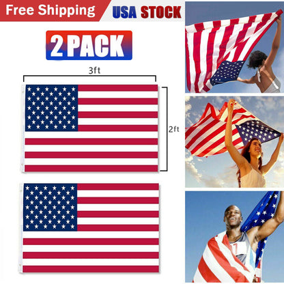 2pcs 2X3FT 60 x 90cm American Flag USA Flag Printed Nylon Flag National Flag W/Brass Grommets Courtyard Decoration
