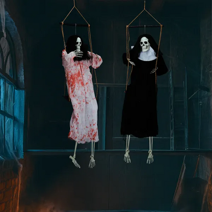 Outdoor Halloween Decorations 2 Packs Hanging Ghosts Decor With Lighted Up Eyes And Horror Scream - view 5
