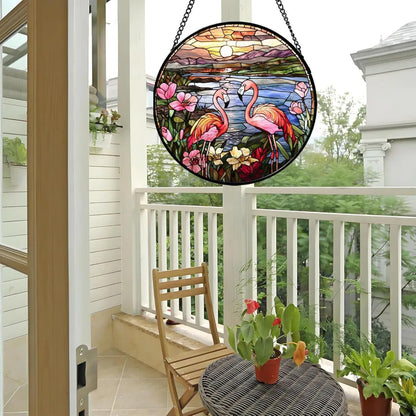 Acrylic Flamingo Garden Sun Catcher Window Door Hanging Outdoor Home Decor Colorful Ornamental Pendant - view 3
