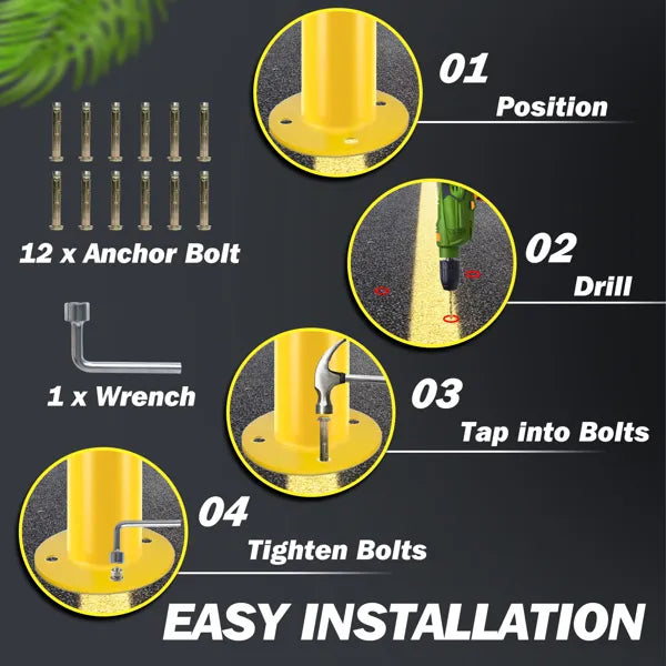 Safety Bollard Post, 36 Inch Height Steel Bollards, 3.5 Inch Diameter Parking Bollard - view 4