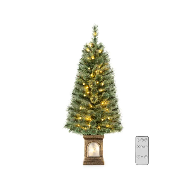 4 Feet Pre-Lit Potted Christmas Tree Pine Needles - view 9