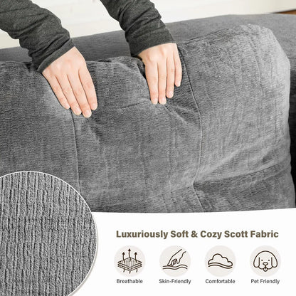Convertible Sofa Bed with Blanket, Boneless Cloud Couch Queen Scott Fabric for Living Room Bedroom - view 4
