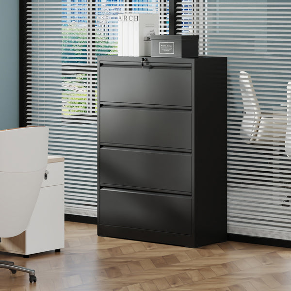 4 Drawer Lateral File Cabinet With Lock Tall Heavy-Duty Metal Filing Cabinet For Home Office - view 2