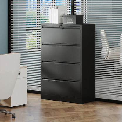 4 Drawer Lateral File Cabinet With Lock Tall Heavy-Duty Metal Filing Cabinet For Home Office - view 2