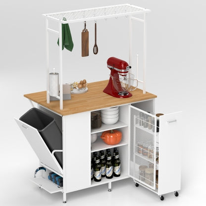 Kitchen Island With Storage Space Breakfast Bar With Folding Flip-Up Pane Large Storage