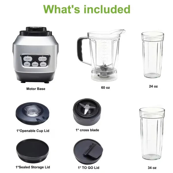 Moothie Blender, Countertop Blenders For Kitchen With 23 34 60oz BPA-Free Portable Cups - view 6