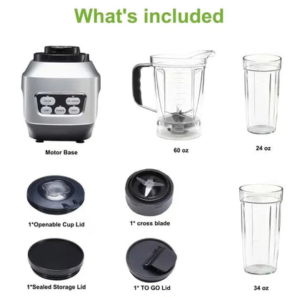 Moothie Blender, Countertop Blenders For Kitchen With 23 34 60oz BPA-Free Portable Cups - view 6