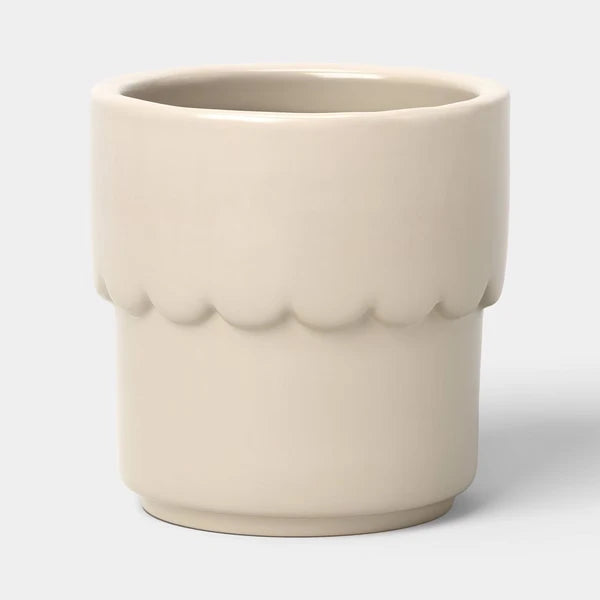 Ceramic Modern Outdoor Planter – Cream, 4" x3.875" For Plants & Succulents - view 5