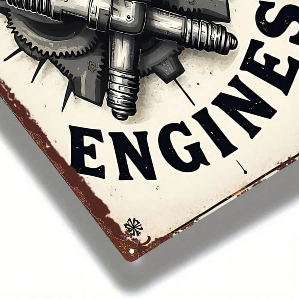 1pc 8x12 Inch Tin Sign Gear Spark Plug Classic Character Design, Vibrant Retro Metal Plaque For Bedroom Home Theater - view 5