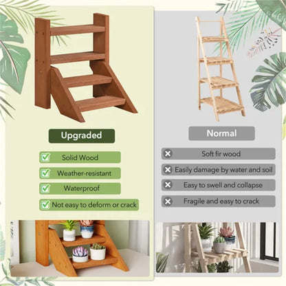 Compact Easy-Assemble Wooden Plant Stand, Succulent Seedling Pot Rack For Window Balcony Desktop - view 2