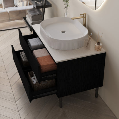 36 Inch Bathroom Vanity, Freestanding Or Wall Mounted With Ceramic Integrated Sink & Soft-Close Drawers - view 2