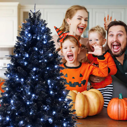 Artificial 5ft Black LED-lit Christmas Tree With 1076PE&PVC Mixed Branch Tips