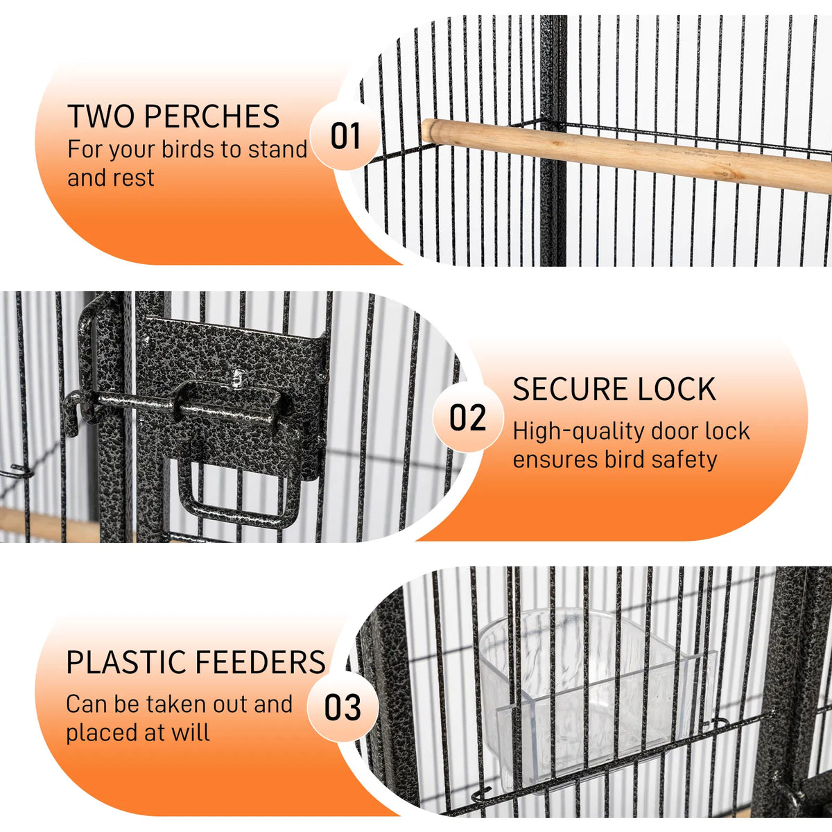 53" Large Flight Bird Cage with Rolling Stand & Storage Shelf for Parrots Lovebird Cockatiel Parakeets, Black - view 9