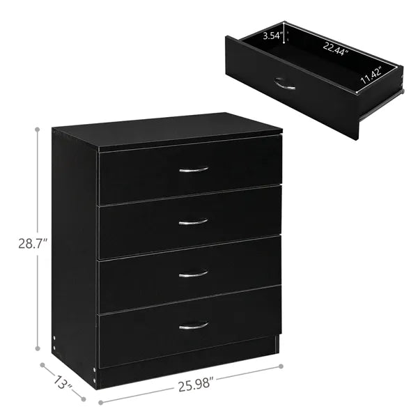FCH Modern Simple 4-Drawer Dresser Black - view 5