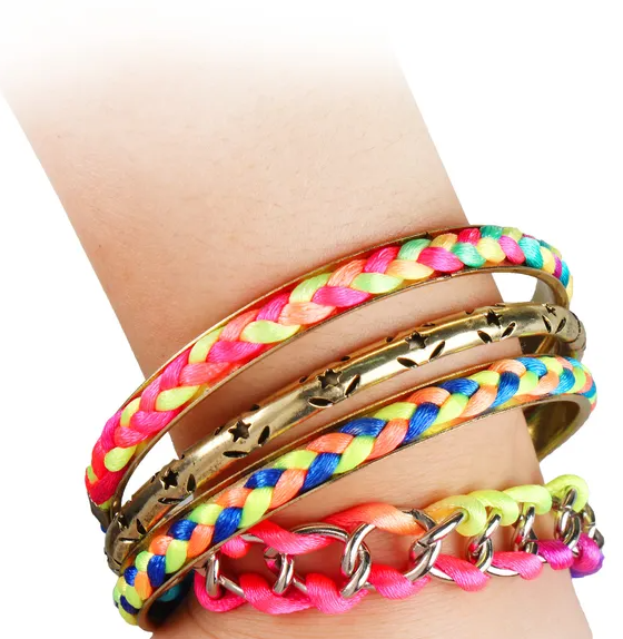 4Pcs Colorful Woven Burnished Gold Bracelets Set - view 4