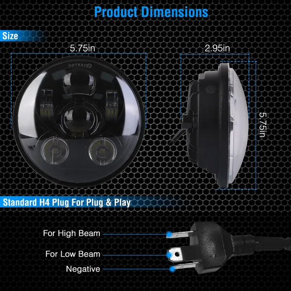 5.75In LED Headlight Motorcycle Projector Headlamp Fit For Harley Dyna Sportster Iron 883 Street Rod Street Bob Softail - view 3