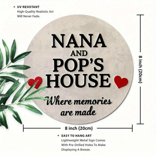 Grandma Nana & Grandpa Papus Vintage Circular Sign 7.8x7.8 Inch 2D Flat Print Retro Humor Funny Wall Decor Vintage Art - view 2