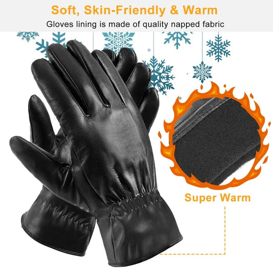 Unisex Leather Winter Warm Gloves Outdoor Windproof Soft Gloves Cycling Skiing Running Cold Winter Gloves - view 2