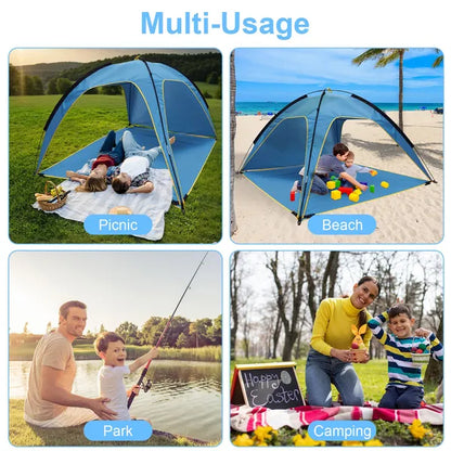 Beach Tent Sun Shelter UPF50 Add UV Protection, 6.9x6.9ft Beach Canopy Tent For 4-6 Adults - view 2