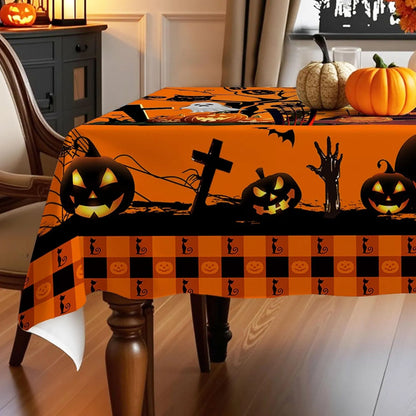 Hexagram Halloween Tablecloth Rectangle Pumpkin Tablecloths 60 x 84 inches Castle Ghost Table Cloth - view 5