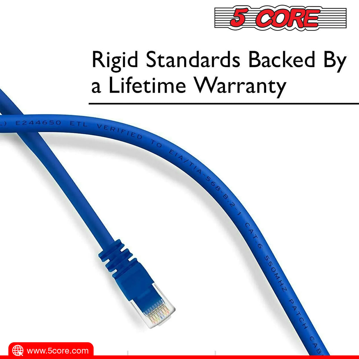 5Core Cat 6 Ethernet Cable 20ft Long Computer Internet Cables WiFi RJ45 Cord - view 6