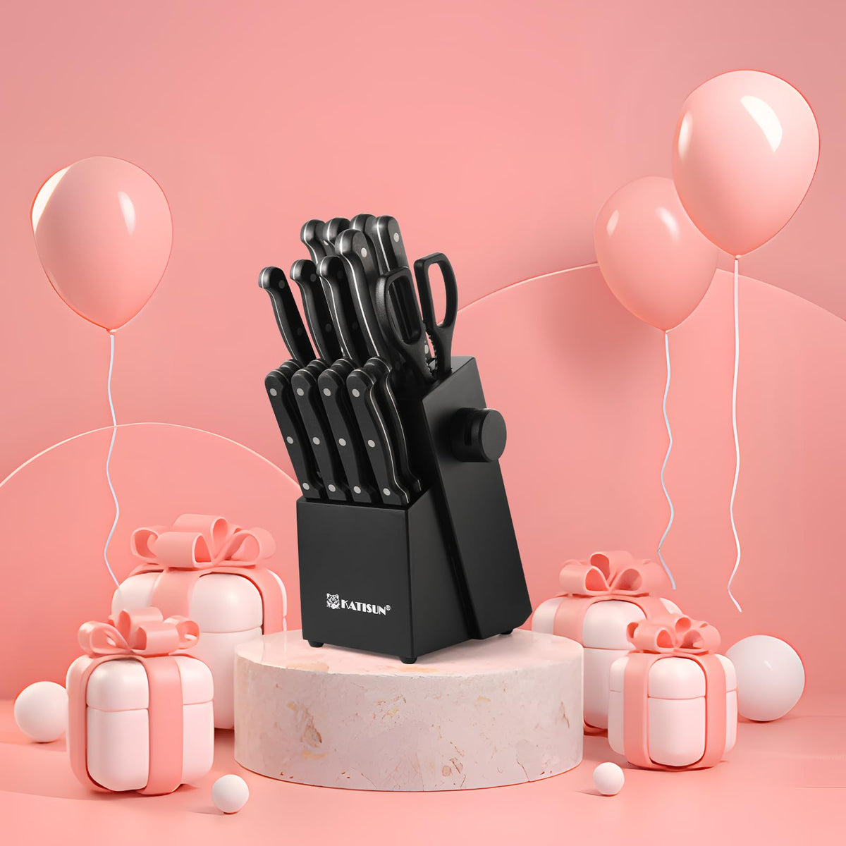 19-piece Knife Set, German Steel, Durable, Dishwasher-safe, Kitchen Knife Set With Built-in Sharpener For Chopping - view 4