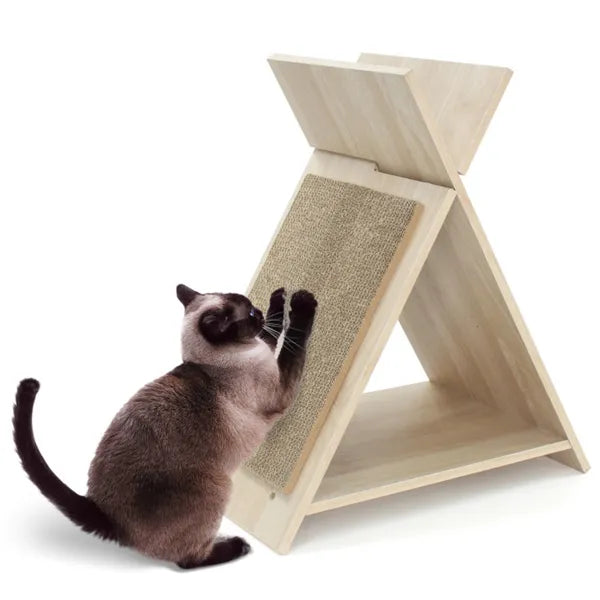 Multi-Functional Cat Scratcher - 18.5" x12" x21", Scratching Surface, Tunnel & Wooden Lounge - view 4