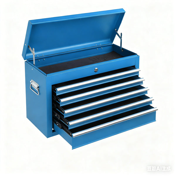 5 Drawer Lockable Steel Tool Chest, 330 Lbs Capacity, Blue Heavy-Duty Tool Storage Cabinet With Drawer Liners & Lid - view 2