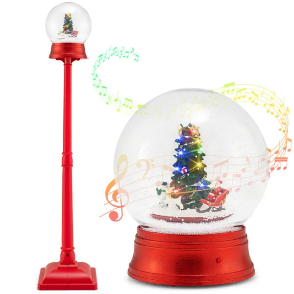 5 Ft Christmas Streetlamp Decor: 360° Rotating Santa/Snowman/Tree, 15 Colorful LEDs, 8 Tunes, 2 Modes (Stand/Tabletop) - view 4