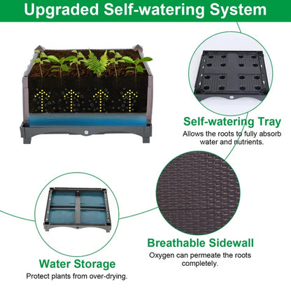 Raised Garden Bed With Self-watering System Rectangle Garden Planter For Garden Patio Balcony Elevated Planter Box - view 5