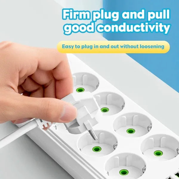 EU 8-Way Power Strip With 4 USB Ports, Type-C, Surge Protector With Switch And 2m Cord - view 2