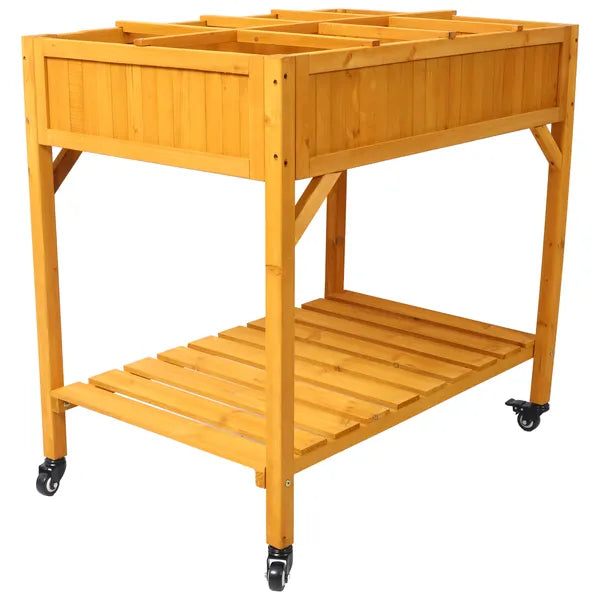 Elevated 8 Pocket Herb Garden Bed, Mobile Raised Customizable Wood Planter For Herbs, Vegetables - view 5