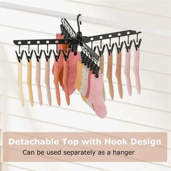 3-Tier Foldable Tripod Clothes Drying Rack With 24 Clips & 32 Rods, 70" Space Saving Laundry Dryer - view 5