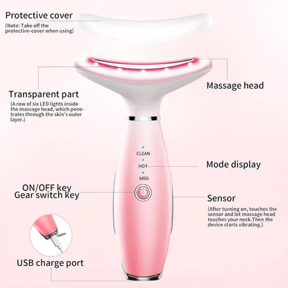 Neck Face Massager, Skin Care Face Massage Tool, 3-in-1 Facial Massager, Face Sculpting Tool With Thermals - view 2