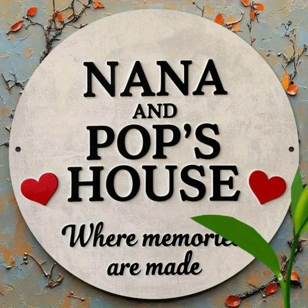 Grandma Nana & Grandpa Papus Vintage Circular Sign 7.8x7.8 Inch 2D Flat Print Retro Humor Funny Wall Decor Vintage Art - view 4