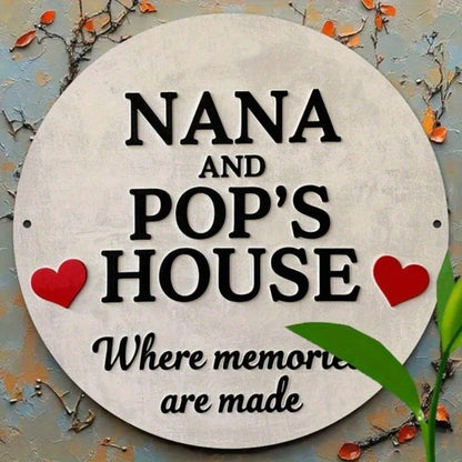 Grandma Nana & Grandpa Papus Vintage Circular Sign 7.8x7.8 Inch 2D Flat Print Retro Humor Funny Wall Decor Vintage Art - view 4
