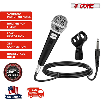 5 CORE Microphone Dynamic Vocal Handheld Mic Cardioid Unidirectional Microfono w On Off Switch + XLR Audio Cable - view 4