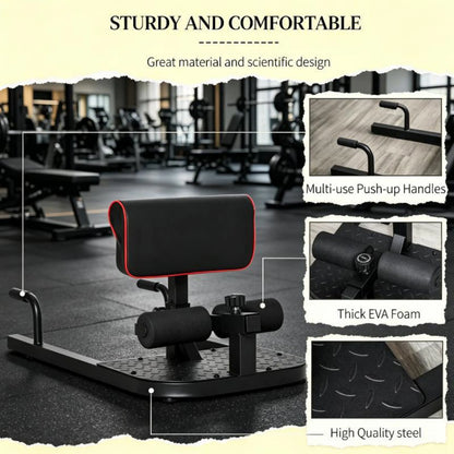 Black 3-in-1 Padded Push Up Sit Up Squat Machine: All-in-One Home Gym Fitness Equipment for Core & Lower Body Workout - view 5